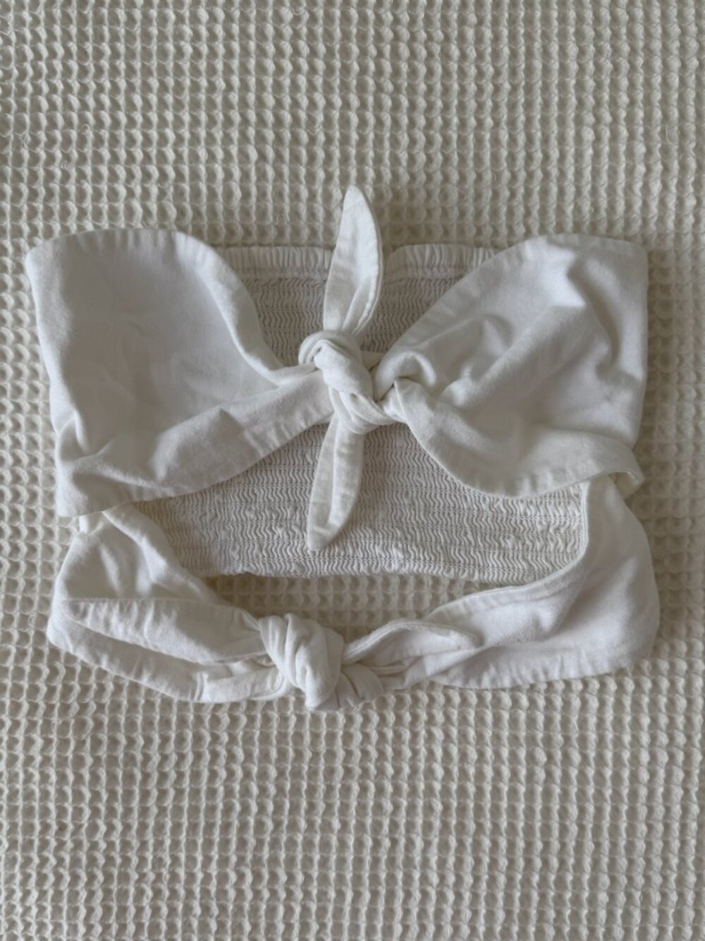Aritzia Wilfred White Smocked Tube Top